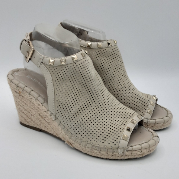 Marc Fisher Senton Leather Espadrille Wedge Sandal. - Picture 8 of 14